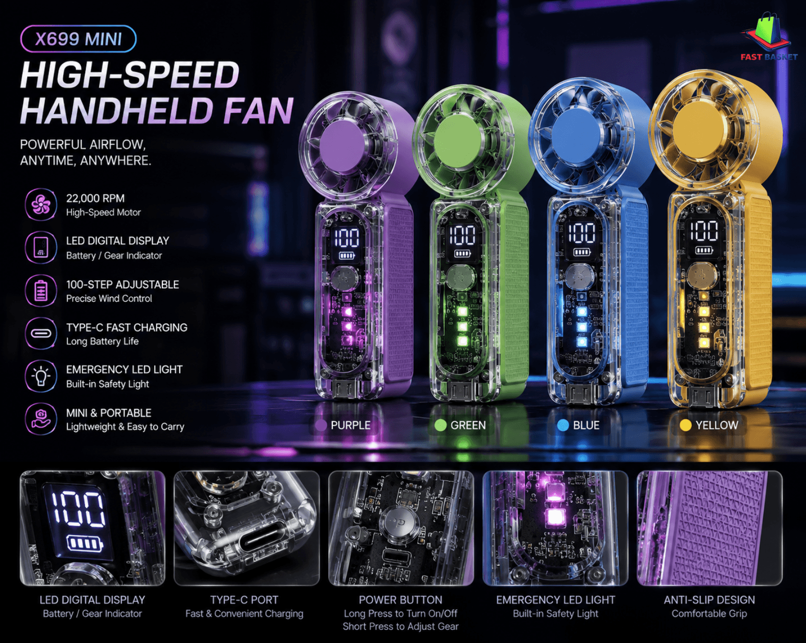 High-speed handheld fan